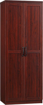 63" 2-Door Kitchen Pantry, Freestanding Storage Cabinet with 5-Tier Shelving and 2 Adjustable Shelves for Dining Room, Cherry Wood Color