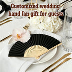 HJX Personalized Wedding Fans for Guests Custom Engraved Bulk Silk Folding Fans Favors for Party