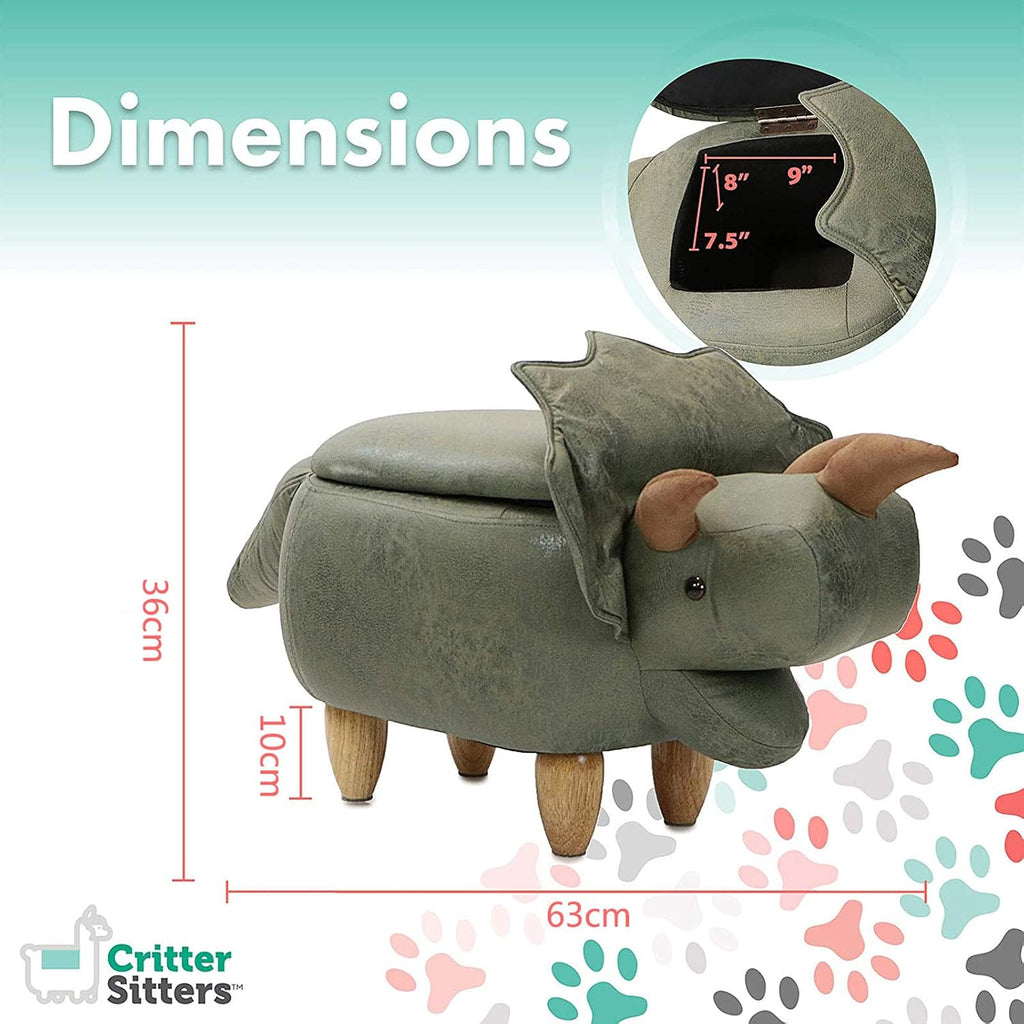 Animal Kids Ottoman, Children Footrest Stool, Cartoon Pouffe Step Stool, for Nursery, Bedroom, Playroom & Living Room-Décor Ottoman,Green