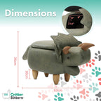 Animal Kids Ottoman, Children Footrest Stool, Cartoon Pouffe Step Stool, for Nursery, Bedroom, Playroom & Living Room-Décor Ottoman,Green