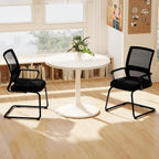 Tangkula Office Guest Chair Set of 12, Reception Chairs Conference Room Chairs with Adjustable Lumbar Support & Sled Base, Modern Mid Back Mesh Desk Chair no Wheels