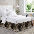 3D Optical Illusion Bed Skirt Full/Queen Size Bed Skirting 16 Inch Drop Adjustable Elastic Dust Ruffles Wrap Around Bedskirt Pleated Nature Dinosaur Stones Brown Bedding Frame Cover for Dorm