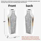 30" Large Double Sided Crushed Diamond Floor Vases,Tall Silver Mirrored Crystal Vase for Floor,Big Floor Vases Decorative Tall for Home,Office,Hotel(Silver,8.6" L x 5.3" W x 30" H)