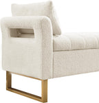 66'' King Size Storage Bench for Bedroom End of Bed, Bedroom Benches for Foot of Bed King with Gold Legs, Cream White Storage Ottoman Bench with Storage for Bedroom, Teddy