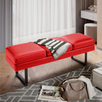 Furmax Waiting Room Chairs Faux Leather Office Guest Chair, 59.6 Inches Conference Room Chairs 3 Seats Upholstered Reception Bench, Lobby Furniture for Salon and Shop, Red