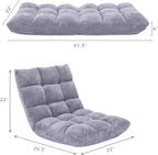 14-Position Floor Chair, Adjustable Folding Gaming Lazy Sofa With Cushion, Meditation Back Support for Reading, Bedroom, Living Room - Adults and Kids (Grey)