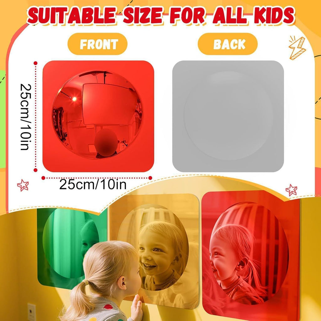 3 Pieces Sensory Wall Mirror Acrylic Bubble, Colorful Acrylic Bubble Wall Mirror, Interactive Sensory Convex Bubbles Mirrors, for Feelings Exploration Tactile Stimulation Boys Girls Preschool Home