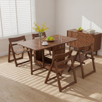 Extendable Drop Leaf Folding Dining Table with 2 Hidden Storage Drawers and 4 Wheels, No Assembly Required Space Saving Table for Small Spaces, Living Room & Kitchen (51.18 inch Table & 4 Chairs)