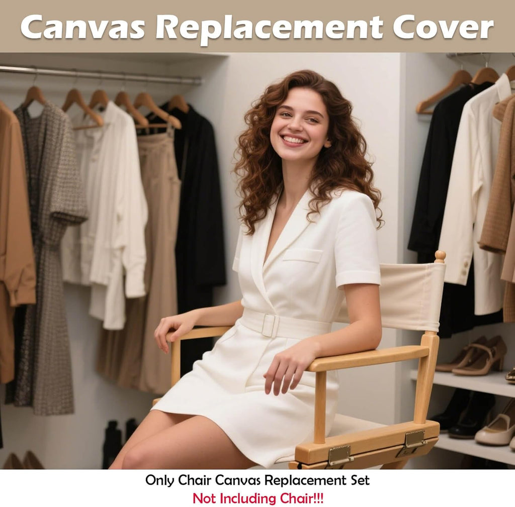STAY GENT Director's Chair Canvas Replacement Kit 21"L x 8"W - 21"L x 16.5"W Replacement Canvas Durable Cotton Canvas Seat & Back Covers for Home,Model Artist,Makeup,Show Dressing Room, 1 Set Khaki