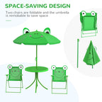 Folding Table and Chair Set for Garden, Backyard, Green