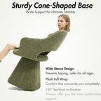 Hyfirm 360° Swivel Dining Chair with Arms Set of 2, Chenille Upholstered Barrel Accent Kitchen Chairs with Hollow High Back, Deskchair for Dining Room Bedroom Vanity, Moss Green