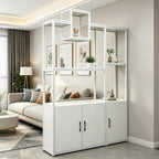 Room Divider with Shelves, Modern Open Shelf Storage Cabinet, Privacy Screens Room Partition Cabinet with Storage Shelf, Suitable for Home or Office Decoration (White, 140cm/55.1in)