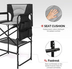 mefeir Extra Tall-30.7'' Professional Makeup Artist Director Chair Bar Height, Portable Folding Design with Side Table & Storage Bag, Heavy-Duty Steel Frame (300 lbs Capacity), 45.7'' Tall