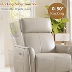 HAOMARKETS Electric Swivel Rocker Recliner Chair Set of 2, Power Faux Leather Glider Rocking Recliners for Adults,360° Swivel Nursery Reclining Sofa with USB Charging Port, Beige