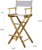Casual Home 30" Director's Chair Natural Frame-with White Canvas, Bar Height