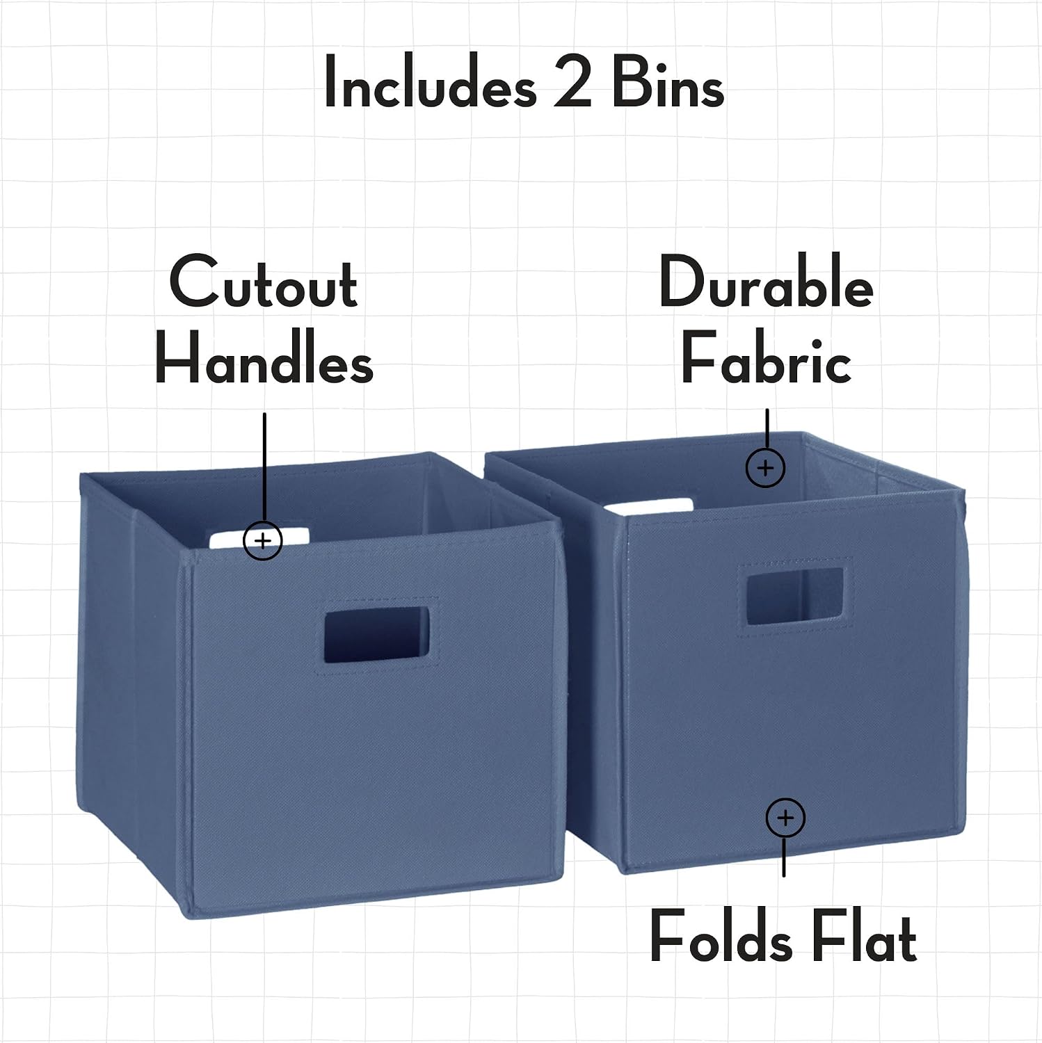 RiverRidge Kids 2pc Fabric Collapsible Storage Cube Organizers with Handles for Playroom Organization - Slate Blue