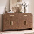 59" Sideboard Buffet Cabinet with Storage, Curved Sideboard Cabinet＆ Adjustable Shelves, FSC-Certified Wooden Board Modern Credenza Buffet Table Console Cabinets (Dark Burl)