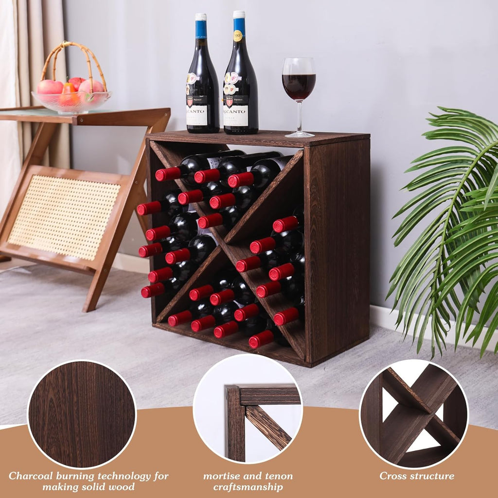 Wine Rack Countertop Wine Storage Wine Rack freestanding Floor 24 Bottle Wine Holder，for Home Kitchen countertops (24 Bottles)