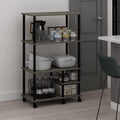 Furinno Turn-N-Tube Bakers Rack with Wheels, 4-Tier Kitchen Storage Cart, Kitchen Cart, Coffee Bar, Pantry Organizers and Storage, Grey Oak