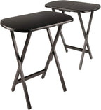 Winsome Corbett Set of 2 Oversized Foldable Snack Tables, Easy to Store Portable Fold Up Table Set for Kitchen, Living Room TV Dining, Crafts, Puzzles, Work From Home