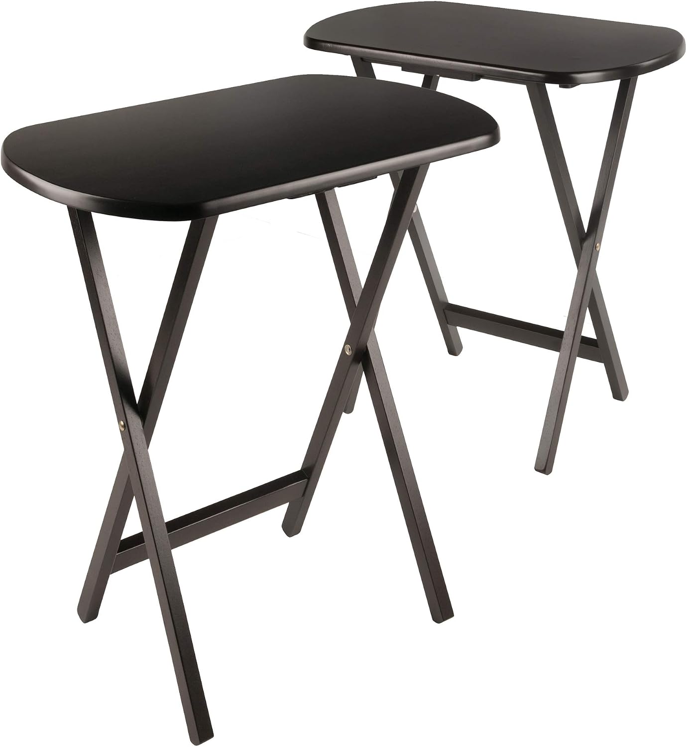 Winsome Corbett Set of 2 Oversized Foldable Snack Tables, Easy to Store Portable Fold Up Table Set for Kitchen, Living Room TV Dining, Crafts, Puzzles, Work From Home