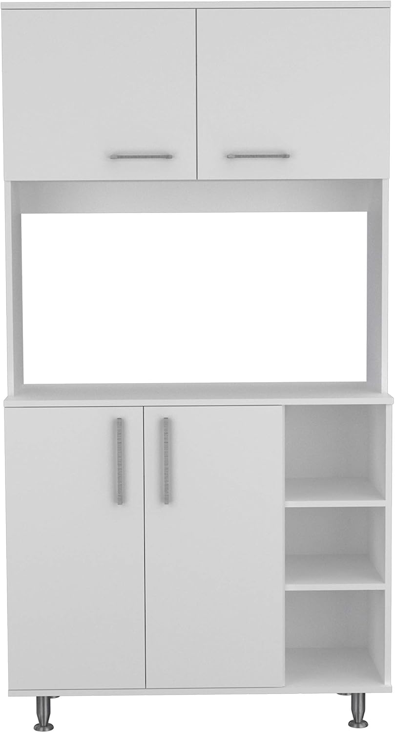 Kitchen Pantry Cabinet, 3 Shelves, Open Rack Storage, 37 Inch Countertop