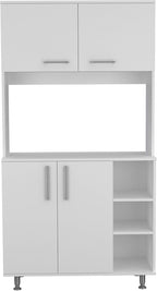 Kitchen Pantry Cabinet, 3 Shelves, Open Rack Storage, 37 Inch Countertop