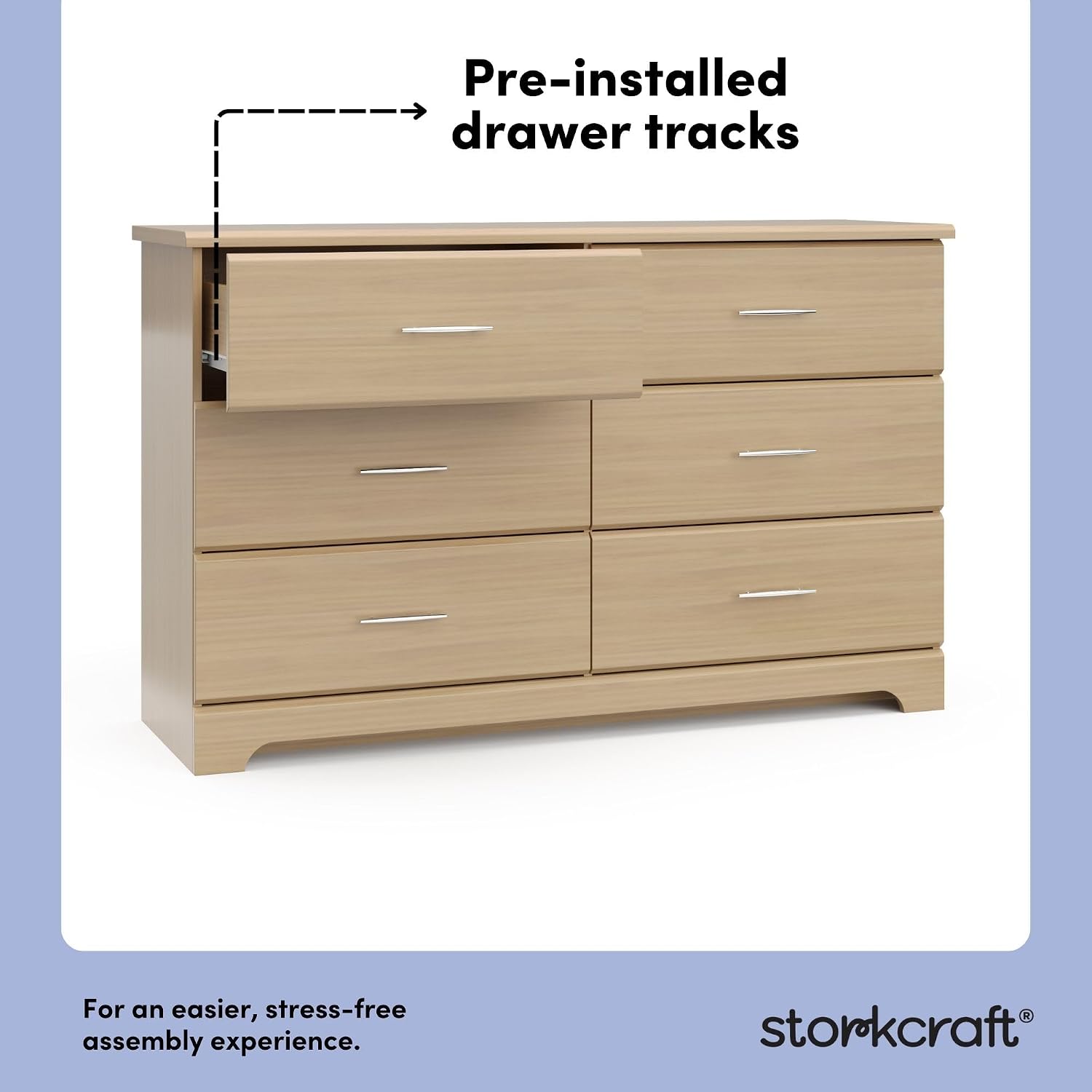 Storkcraft Brookside 6 Drawer Dresser, Driftwood | GREENGUARD Gold Certified, Wood Dresser for Bedroom, Kids & Nursery Storage Chest, Safety Interlocking Drawers, Kids Bedroom