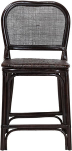 Bali & pari Irene Natural Rattan Counter Stool - Handwoven Wicker Accent Stool with Lattice Backrest for Kitchen Island Seating