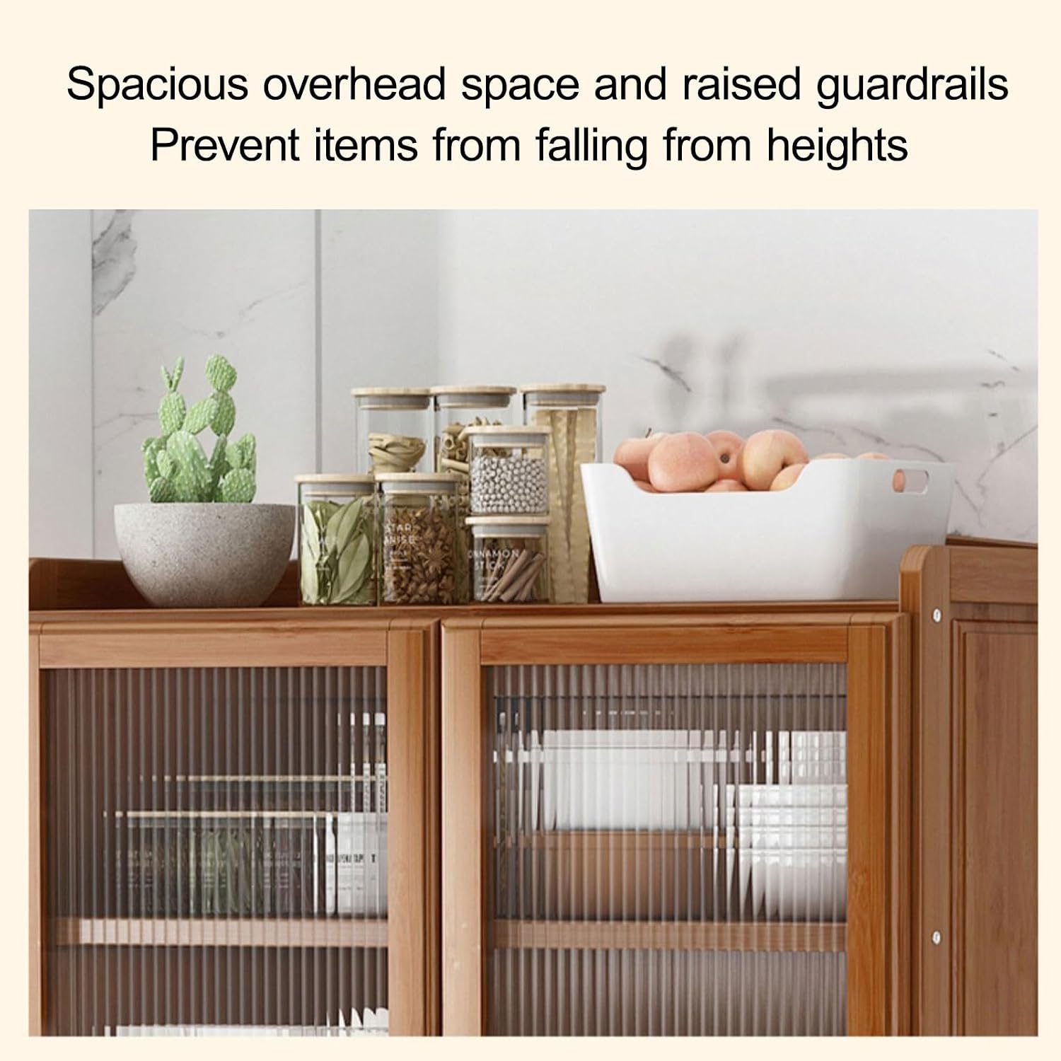 Tall Freestanding Food Storage Cabinet, Kitchen Pantry Storage Cabinet with Drawer, with Adjustable Shelves & Barn Doors, for Dining Room, Living Room(Yellow)