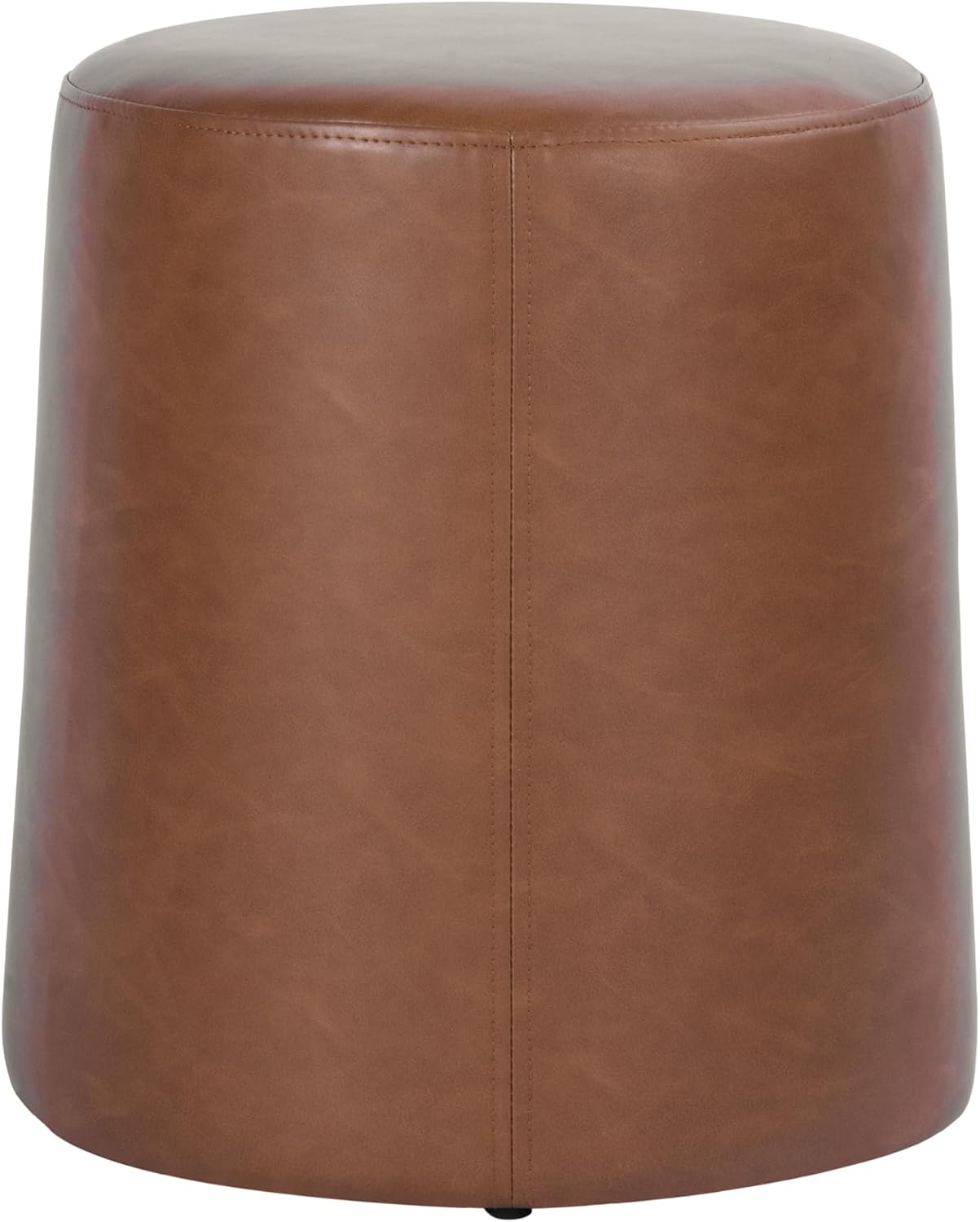 HomePop 17" Organic Shape Ottoman - Chestnut Faux Leather