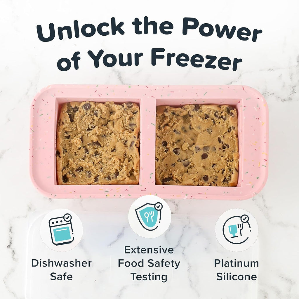 Souper Cubes 2 Cup Silicone Food Freezer Mold, Cotton Candy, 2-Pack | 100% Platinum-Cured Silicone Freezer Cubes, Oven and Microwave Safe, Perfect for Freezing Lasagna, Casseroles and More