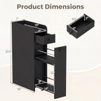 COSTWAY Slim Bathroom Cabinet, 7" Wide Space-Saving Storage with 2-Tier Slide-Out Drawer, Shelf & Toilet Paper Holder, Freestanding Narrow Organizer for Bathroom, Laundry & Small Spaces (Black)