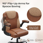 Pinmoco Comfortable Home Office Chair for Long Hours Sitting, Ergonomic Desk Chair with Teddy Fleece & PU Leather, Adjustable Swivel Computer Chair for Work from Home, Bedroom and Vanity Space, Brown