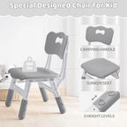 DOREROOM Kids Table and 2 Chairs Set, Height Adjustable (17.7"-26.1") Toddler Table and Chair Set, Multi-Activity Table with Graffiti Desktop, Children’s Table and Chairs for Classroom, Home & Daycare