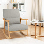 GOFLAME Nursery Rocking Chair Set of 2, Upholstered Rocker Glider Chair with Lumbar Pillow, High Backrest & Padded Seat Cushion, Accent Armchair with Rubber Wood Frame for Living Room, Bedroom, Grey