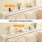ELYKEN 5.9" Narrow Console Sofa Table with Power Outlets, Total 39.4” Long Behind Couch Table with Charge Station and 4.9’ Extension Cord for Living Room, 5.9" D x 39.4”W x 29.5”H, White