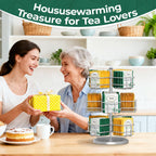 EsLuker.ly Tea Bag Holder Organizer for Counter, 3 Tier Metal Silver | Teabag Storage Rack, Spinning Carousel Packet Display Stand, Tea Organizer Station with Easy Access for Kitchen Office
