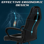 Gaming Chair PC Office Chair Ergonomic Gamer Chair PU Leather Executive Computer Chair with Lumbar Support High Back Adjustable Rolling Swivel Desk Chair for Adult Teen, Black