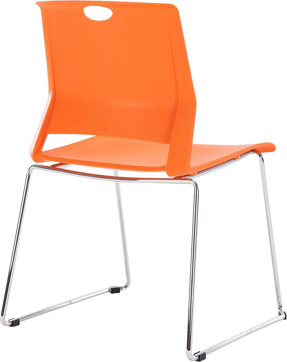 Sidanli Orange Stacking Chairs for Classroom, Plastic Stackable Chairs for Conference Room, Orange Chairs Set of 4.