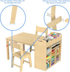 GDLF Kids Art Table and Chairs Set, Craft Desk with Large Storage and Portable Art Supply Organizer for Children Ages 8-12, 47" L x 30" W