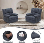 Oversized Rocker Recliner Chair, Wide Rocker Chair with Adjustable Backrest Footrest, Lazy Boy Oversized Recliner for Adults, Reclining Sofa for Living Room, Reading, Bedroom, Blue Black
