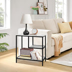 AT-VALY End Table Set of 2, 3-Tier Small End Table, Nightstand for Living Room, Bedroom, Office, Bathroom (Black)