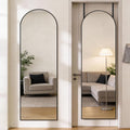 DUMOS 47"x14" Full Length Door Mirror, Arched Full Body Mirror with Aluminum Alloy Thin Frame, Leaning or Hanging, Suitable for Bedroom, Livingroom, Cloakroom, Black
