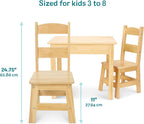 Melissa & Doug Solid Wood Kids Table and Chairs (2), Premium Quality Wooden Toddler Table and Chair Set for Kids Playroom Furniture & Montessori Classroom Furniture for Boys & Girls Ages 3+