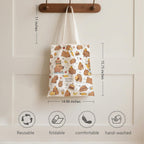 Aesthetic Canvas Tote Bag for Women - with Magnetic Snap Closure & Zipper Inner Pocket Reusable Bag for Shopping