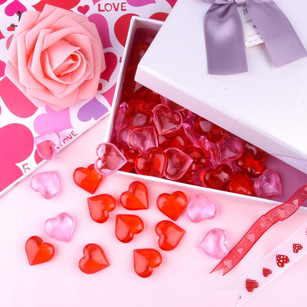 TUPARKA Acrylic Hearts Red Acrylic Hearts for Table Decoration/Home Decoration/Vase Fillers in Valentine's Day or Wedding Day