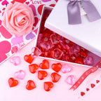 FEPITO 214Pcs Acrylic Hearts Red Pink Heart Valentines Day Vase Filler 0.87Inch Heart for Valentine's Day Table Home Decorations Wedding Decorations