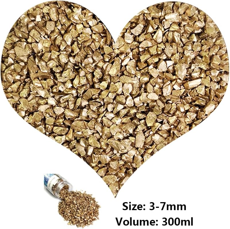 Gold Nuggets Crushed Glass Broken Glass Pieces Rocks Stones for Resin Arts,Crafts,Vase Fillers,Christmas Candle Holder Decorations,15 OZ