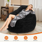 Sweetcrispy Bean Bag Chair, 39 Inch Bean Bags for Adults and Kids, Chair with Memory Foam Filled, Couch with Backrest and Armrests, Comfy Sofa for Living Room, Bedroom and Dorm, Black